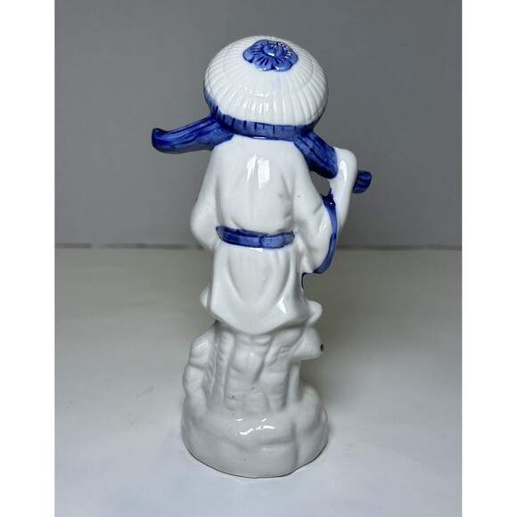 Vintage Victorian/Colonial Porcelain Man Figurine White/Blue Home Decor - Picture 3 of 5